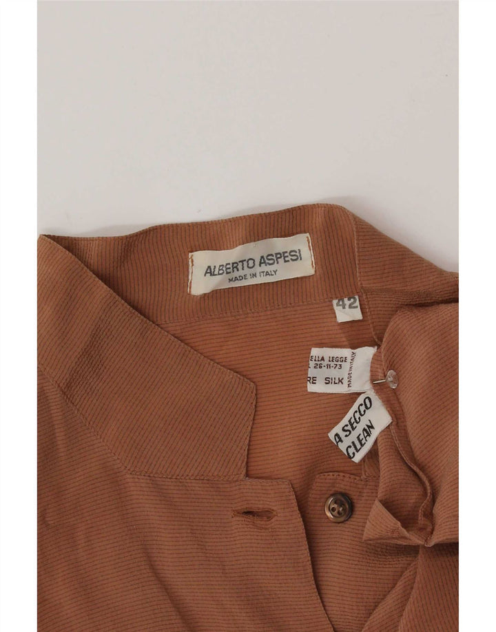 Blusa camisa feminina Alberto Aspesi IT 42 seda marrom médio