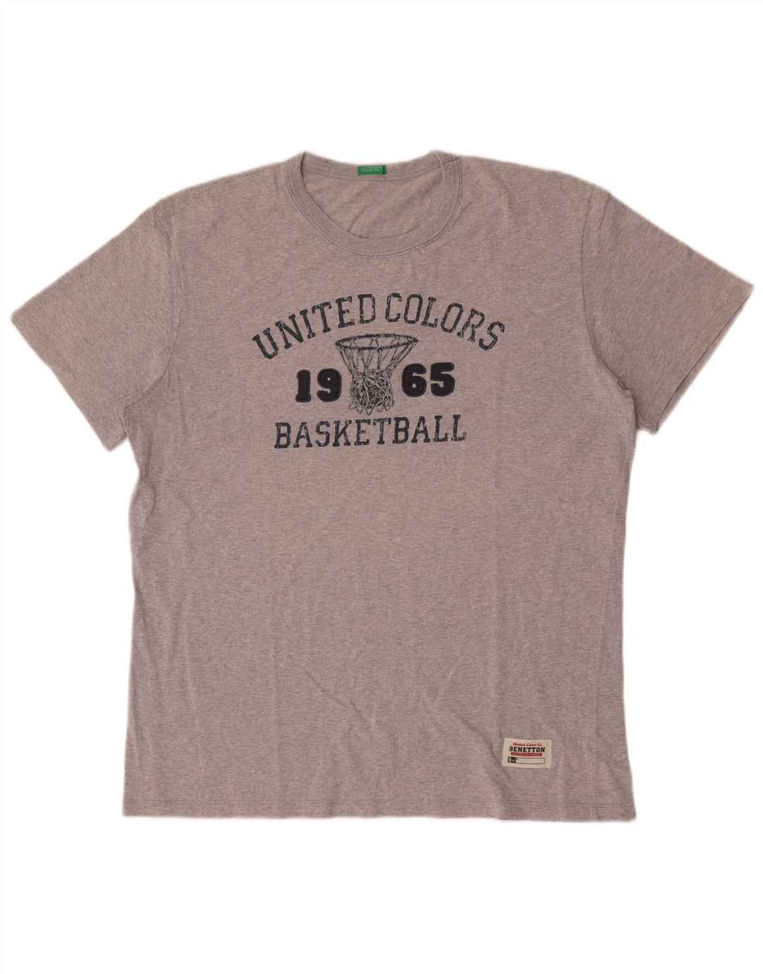Camiseta gráfica masculina Benetton Top grande cinza manchado