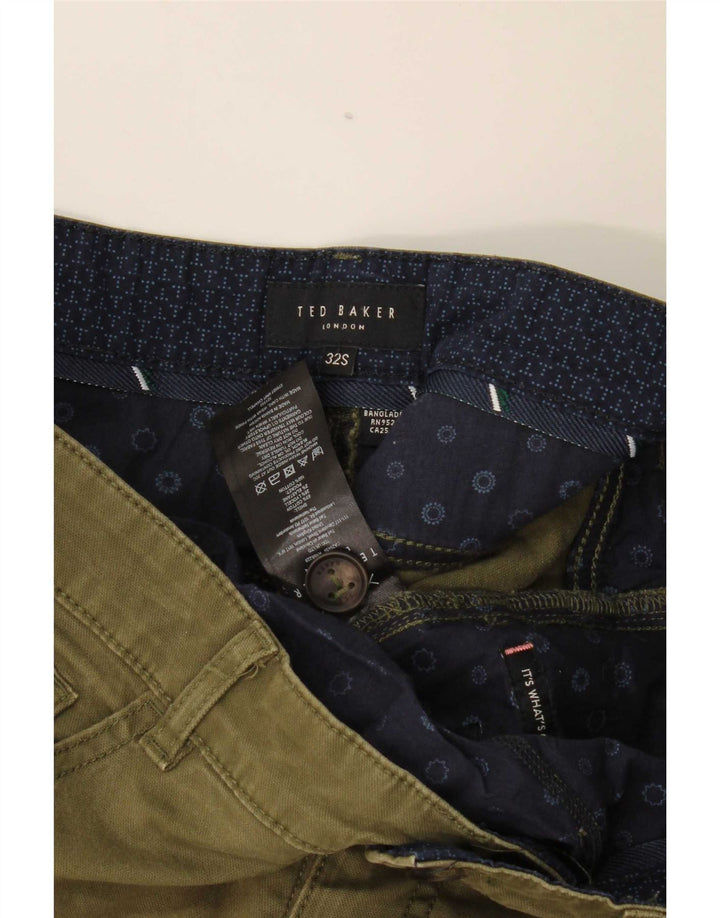 Calça casual slim masculina Ted Baker W32 L29 algodão cáqui
