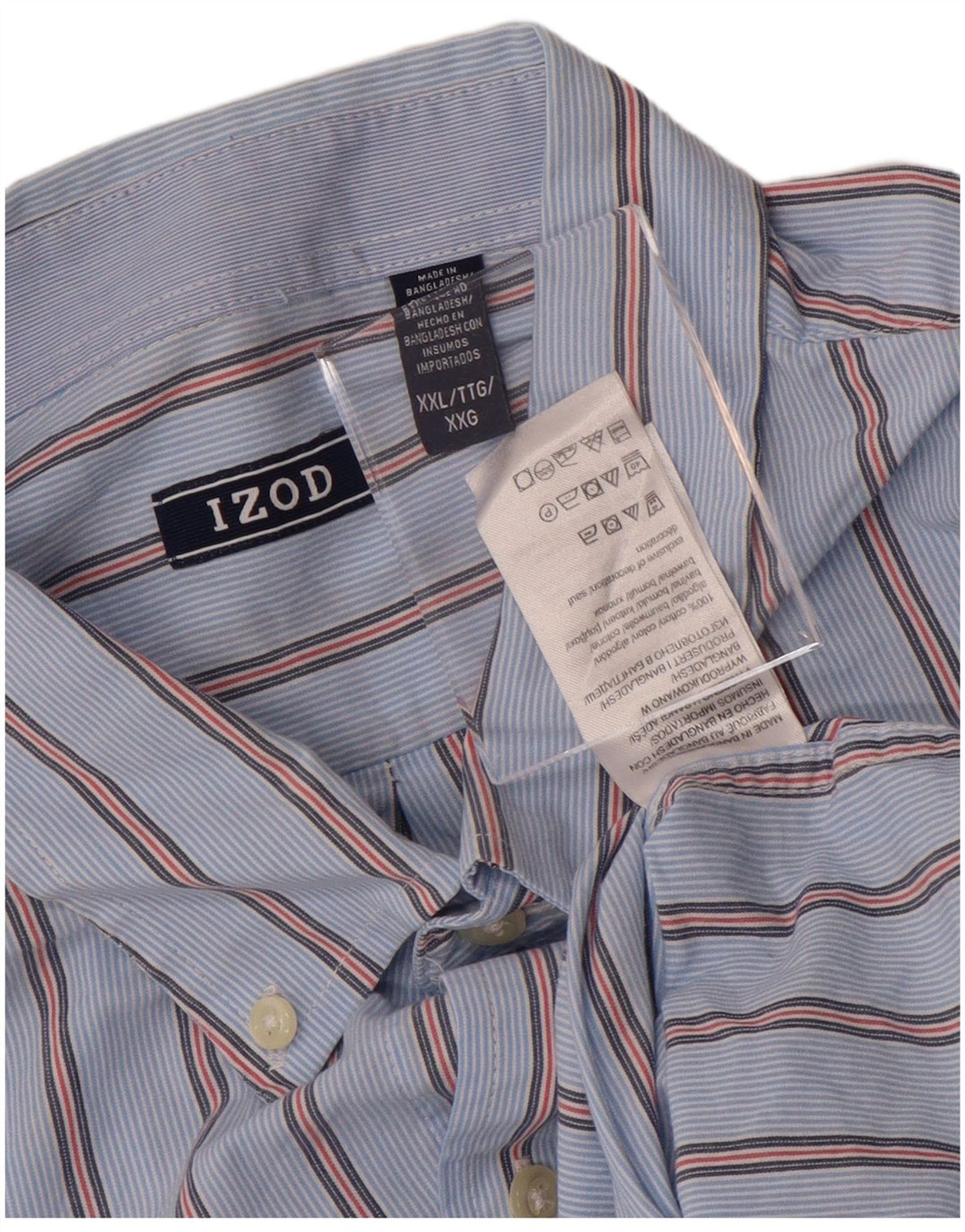 Camisa masculina IZOD 2XL algodão listrado azul