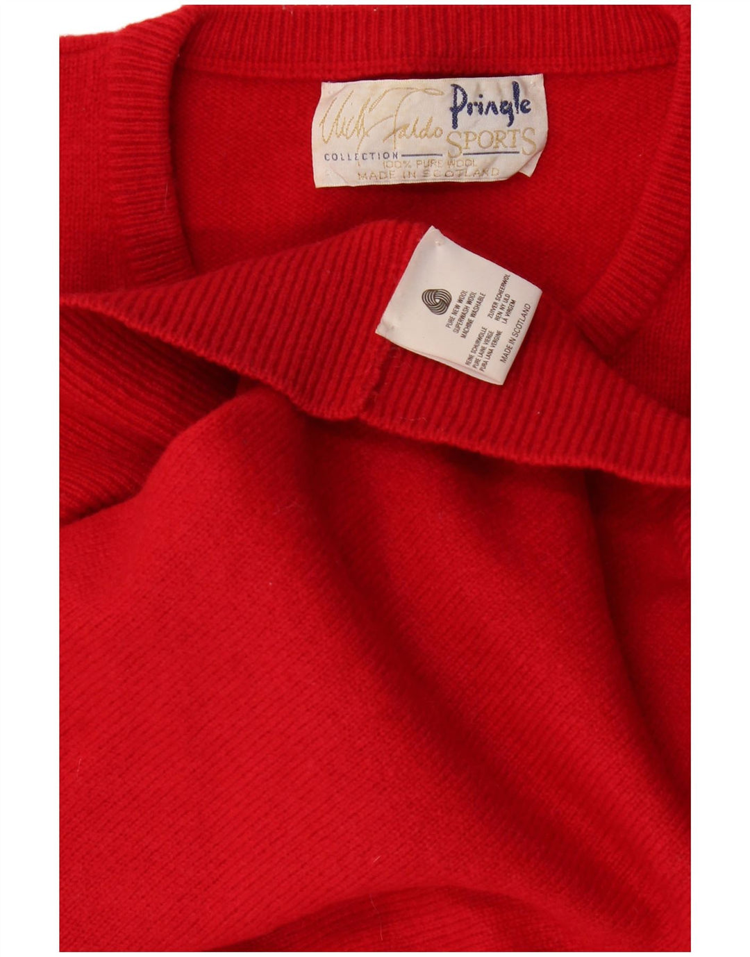 Suéter masculino Pringle com gola redonda e gola redonda XL vermelho lã nova