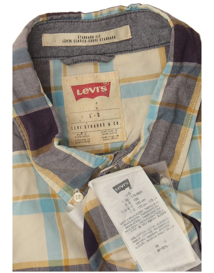 Camisa masculina Levi's Standard Fit grande algodão xadrez bege