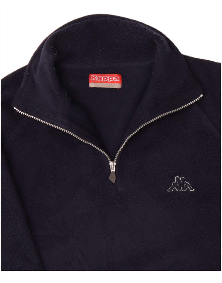 Suéter de lã masculino Kappa com zíper e gola grande azul marinho poliéster