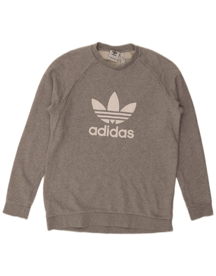 Adidas Mens Graphic Moletom Jumper Médio Algodão Cinza