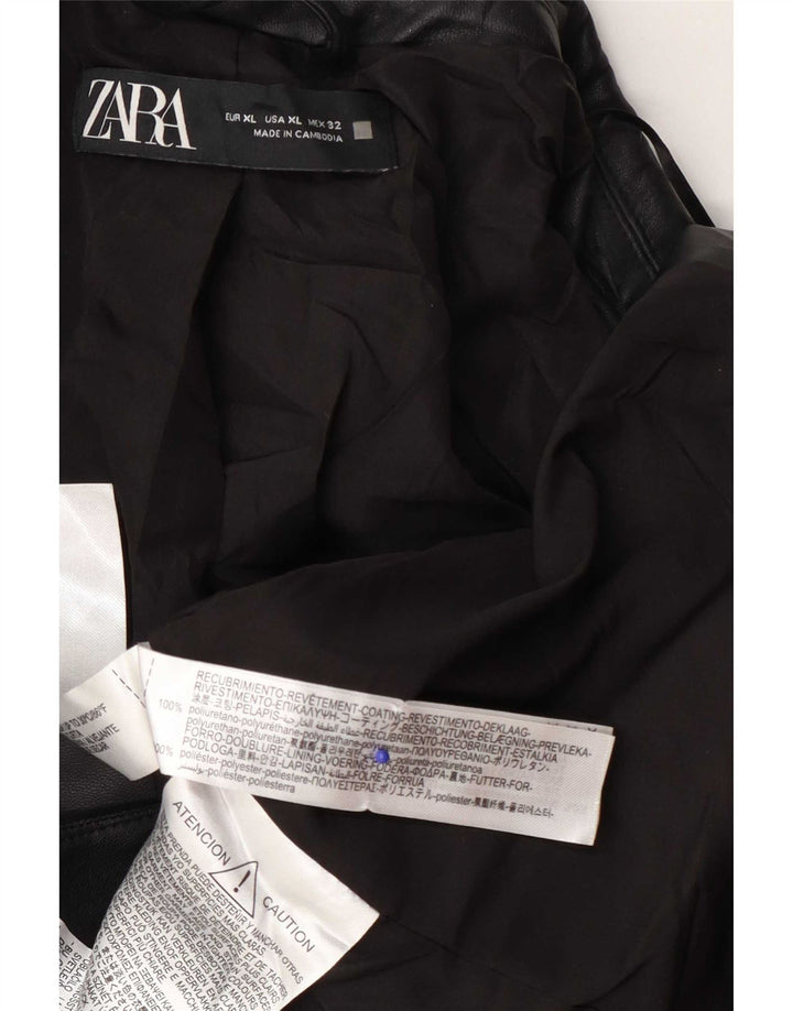 Jaqueta blazer feminina Zara com 1 botão de couro sintético Reino Unido 18 XL preto polietileno