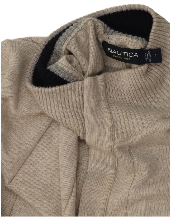 Suéter masculino NAUTICA com gola redonda e algodão cinza grande