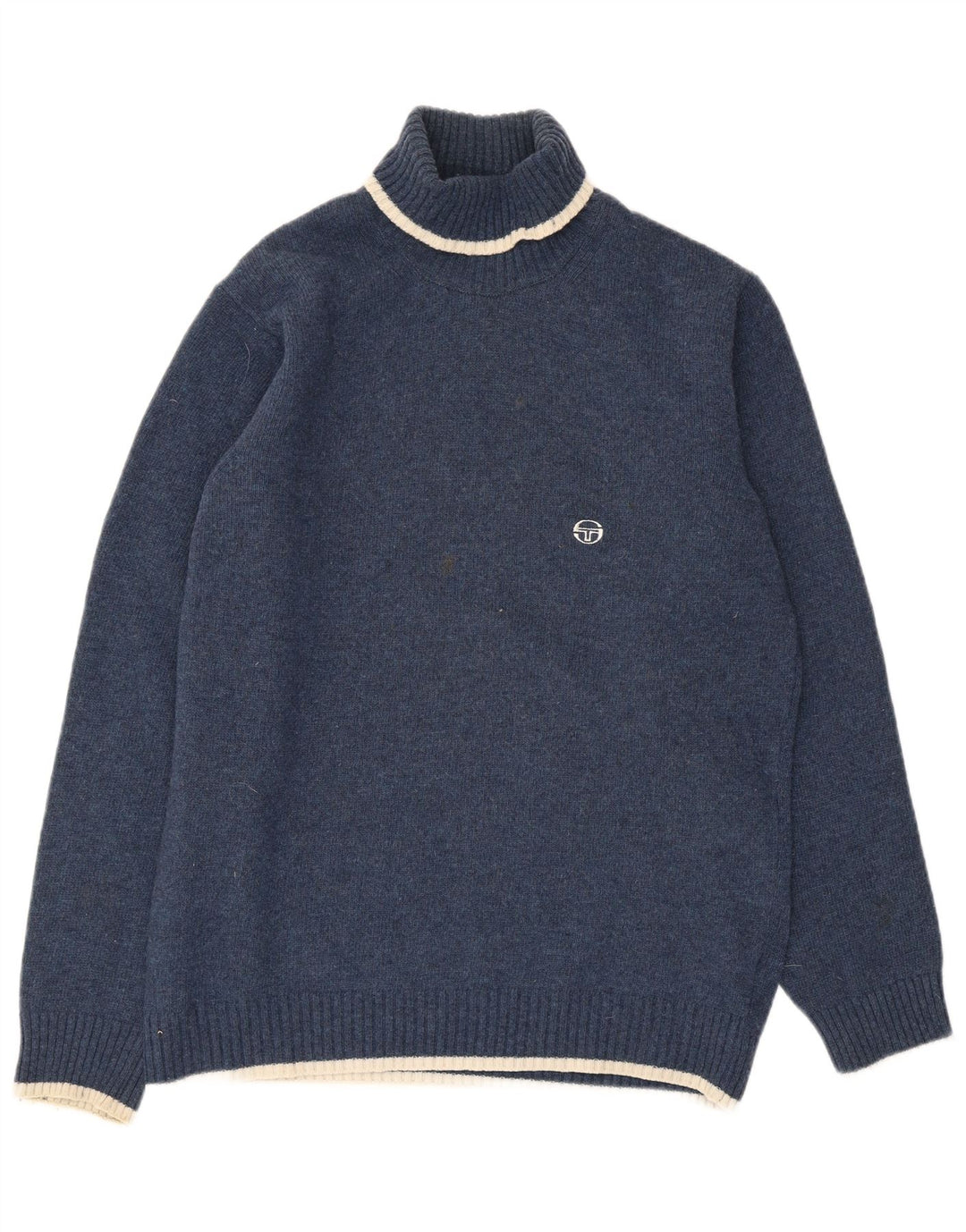 Suéter masculino Sergio Tacchini com gola redonda, grande lã azul marinho