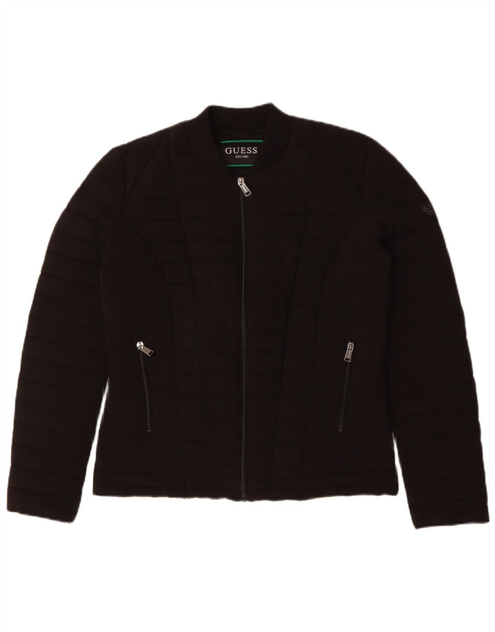 Jaqueta acolchoada feminina Guess UK 12 poliéster preto médio