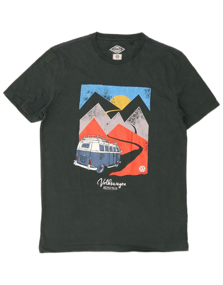 Camiseta gráfica masculina Fat Face Top pequeno algodão verde
