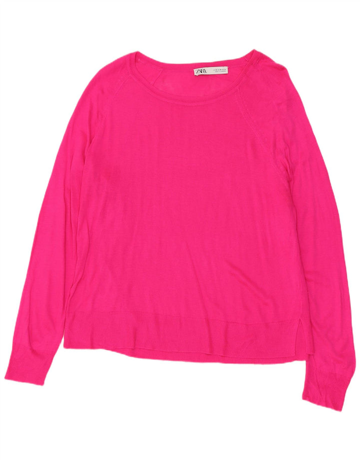 Suéter feminino ZARA com gola canoa Reino Unido 14 rosa médio