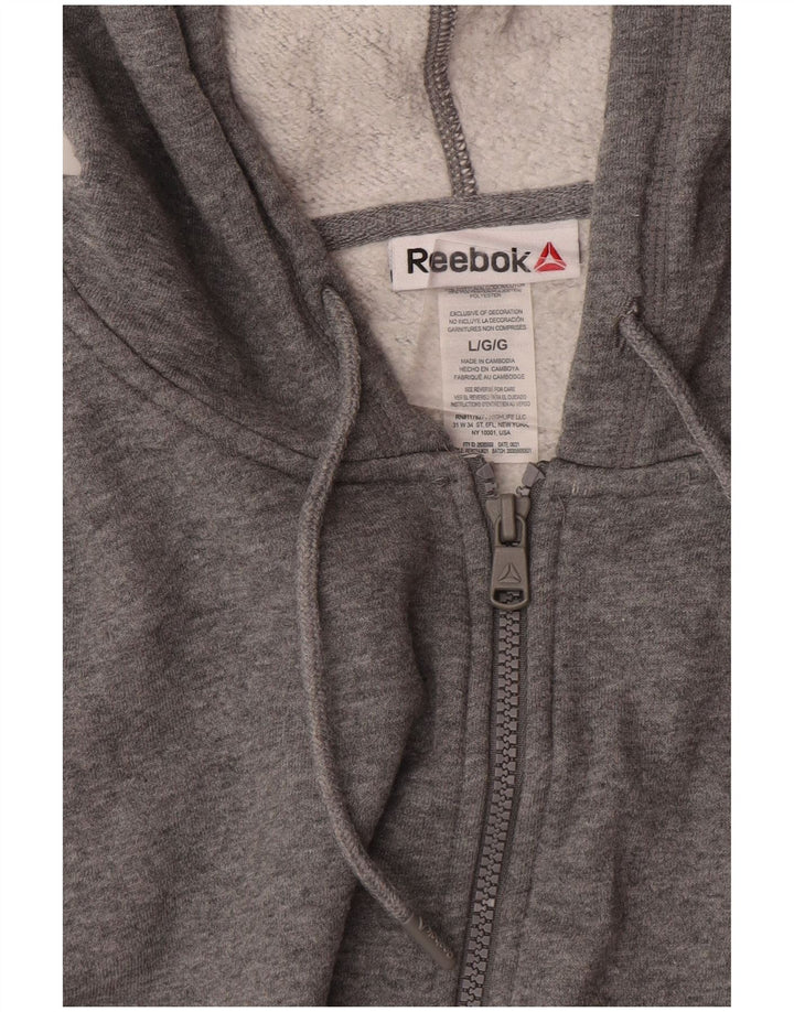 Reebok Mens Zip Hoodie Sweater Large Grey Cotton