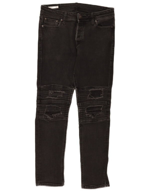 Jack & Jones Masculino GLENN Distressed Slim Jeans W30 L30 Algodão Preto