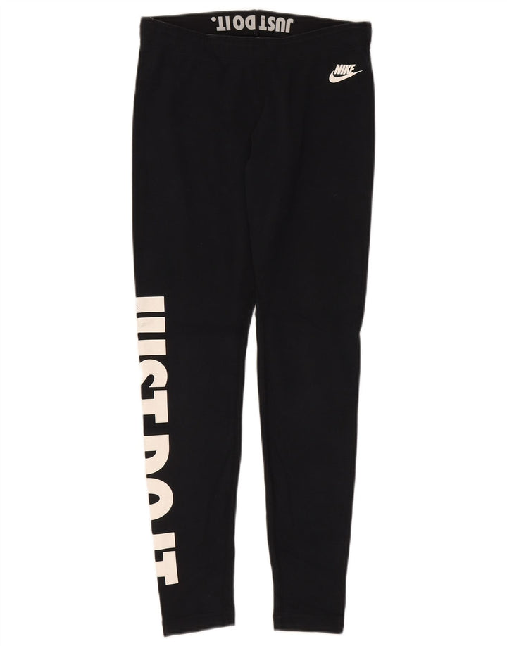 Leggings Nike Femininas Gráficas UK 10 Pequenas Algodão Preto