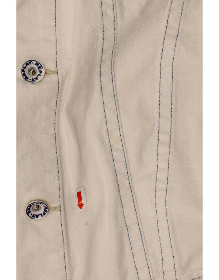 Jaqueta jeans masculina REPLAY UK 40 grande algodão branco