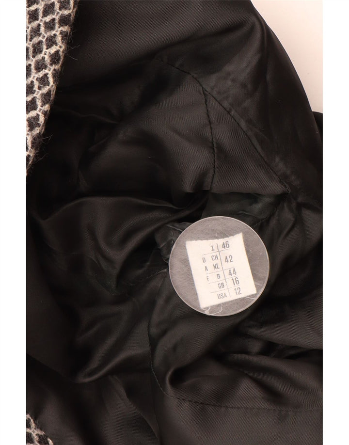 FERRE Womens 1 Button Blazer Jacket UK 16 Large Black Argyle/Diamond Wool