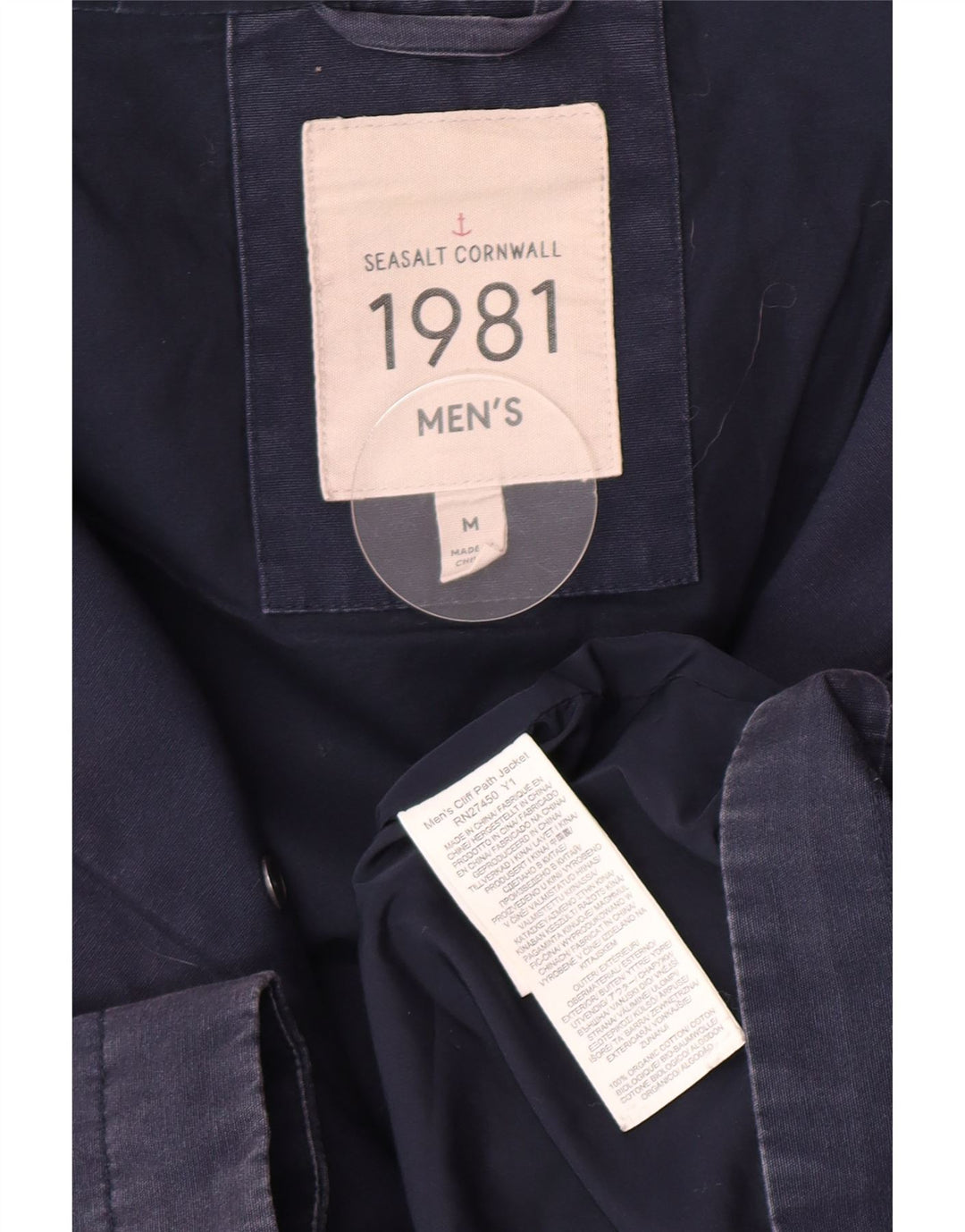 Jaqueta utilitária masculina com capuz Seasalt Cornwall Reino Unido 38 algodão azul marinho médio