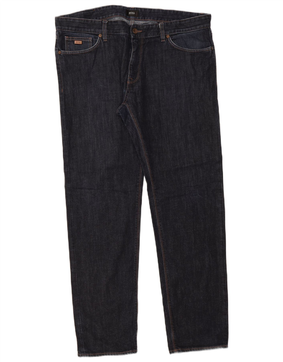 Hugo Boss Mens Straight Jeans W38 L32 Azul Marinho Algodão