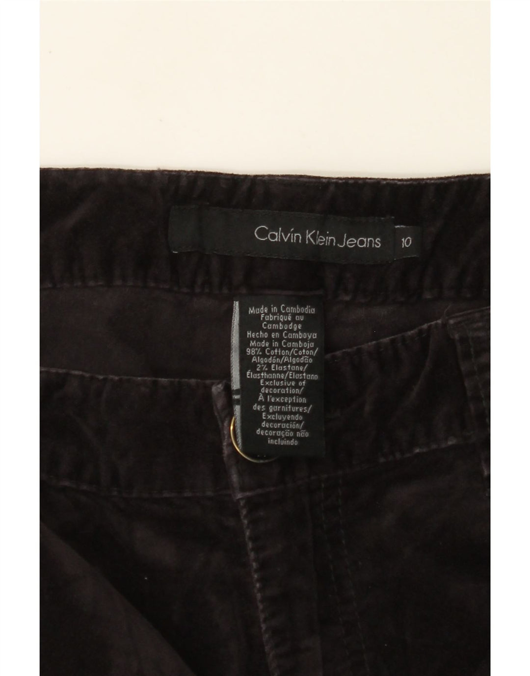 Calça casual feminina Calvin Klein US 10 médio W30 L29 algodão preto