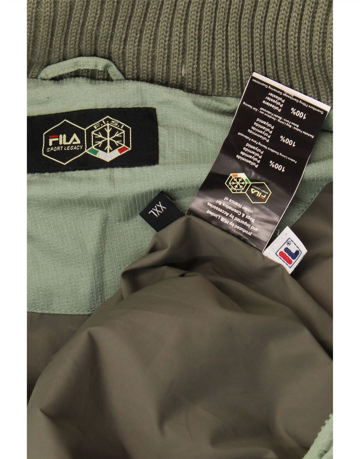 Jaqueta masculina Fila com capuz acolchoada UK 44 2XL poliamida verde