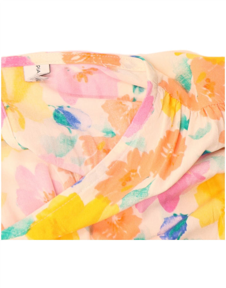 Vestido feminino VINTAGE A-Line UK 8 pequeno floral multicolorido