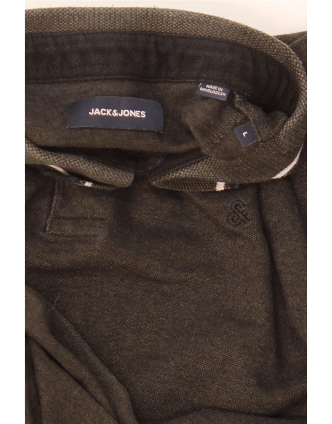 Camisa polo masculina JACK & JONES grande listrada cáqui