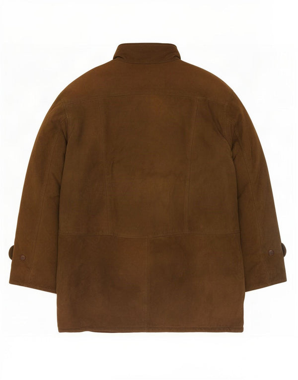 Sobretudo masculino de camurça Aquascutum UK 40 grande couro cáqui