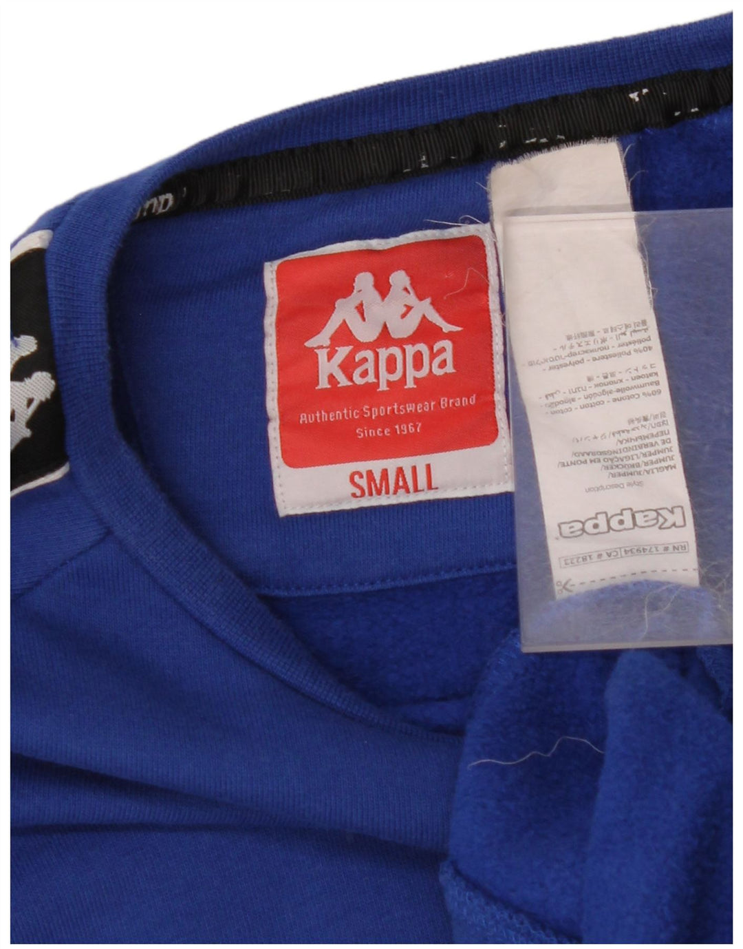 KAPPA moletom gráfico masculino jumper pequeno azul colorblock algodão