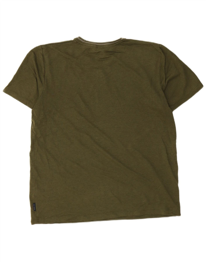 Camiseta masculina Ted Baker tamanho superior 4 grande algodão cáqui