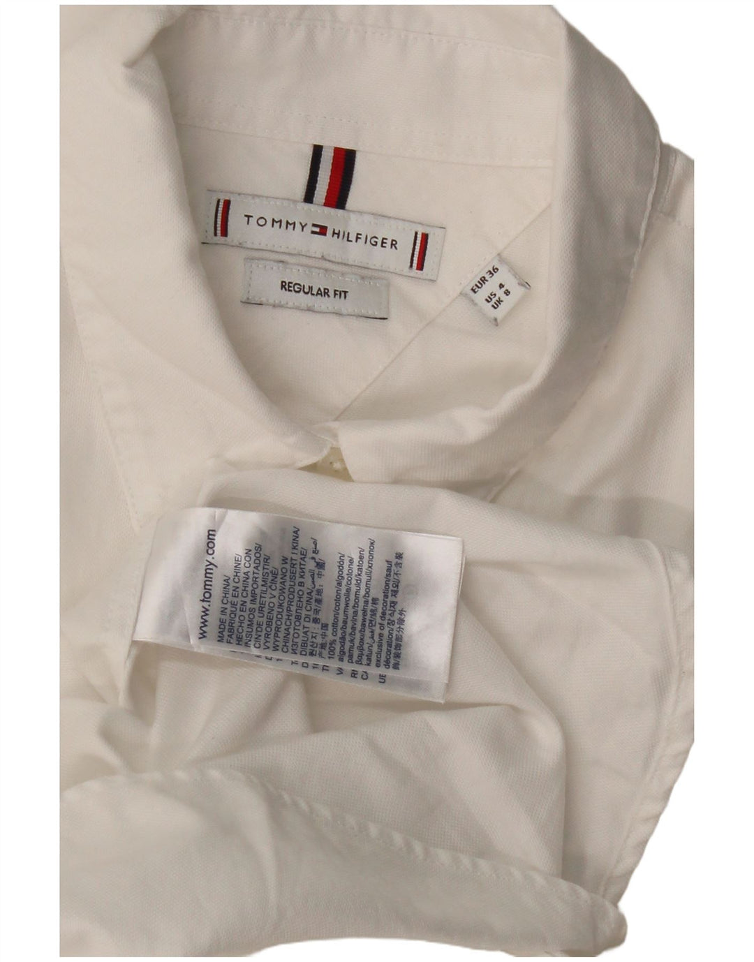 Camisa feminina TOMMY HILFIGER Regular Fit UK 8 pequena algodão branco