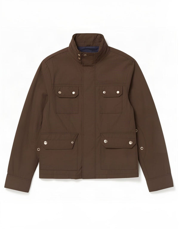 Jaqueta utilitária masculina Zara UK 40 grande poliéster marrom