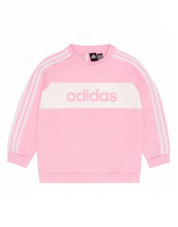 Suéter gráfico Adidas para meninas de 12 a 18 meses rosa colorblock