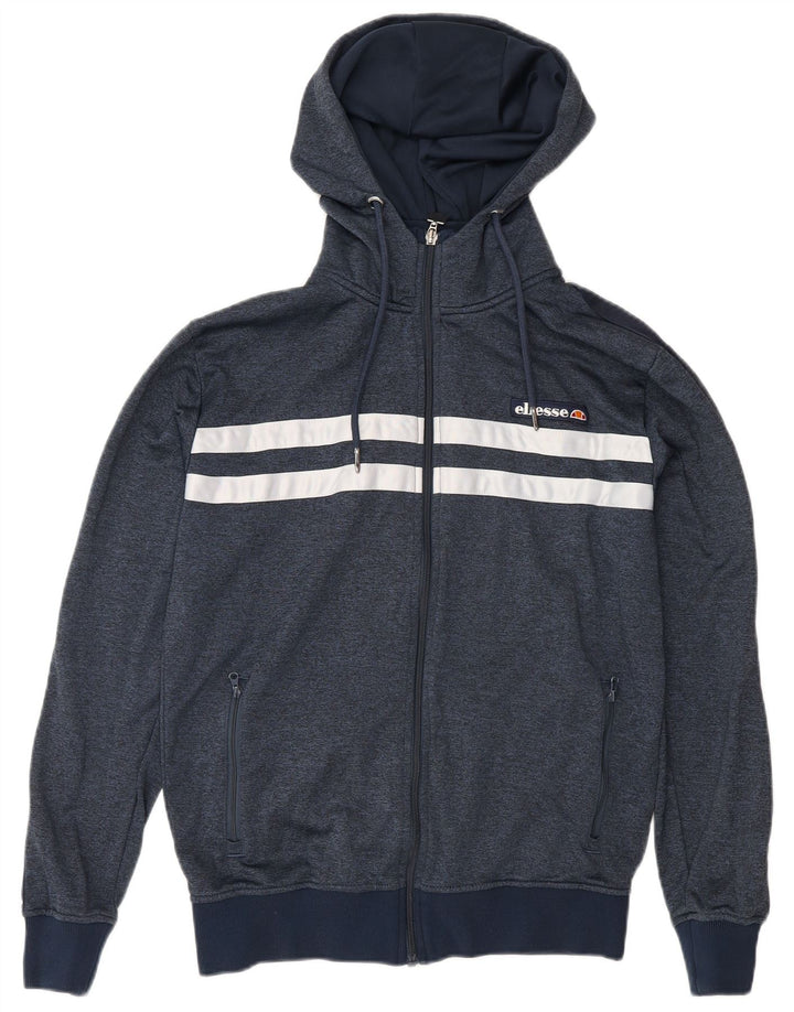 Ellesse Suéter masculino com capuz e zíper pequeno bloco colorido azul marinho
