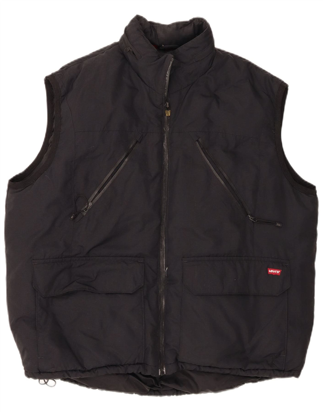 Colete acolchoado com capuz masculino Levi's UK 40 grande poliamida preta