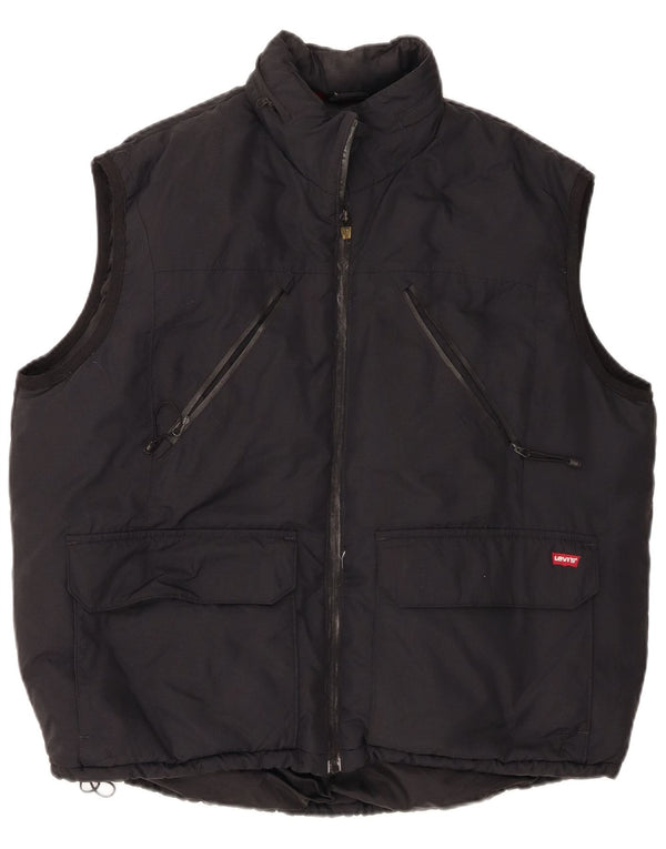 Colete acolchoado com capuz masculino Levi's UK 40 grande poliamida preta
