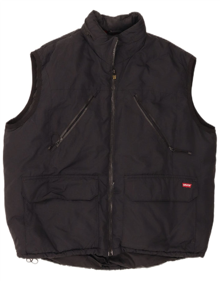 Colete acolchoado com capuz masculino Levi's UK 40 grande poliamida preta