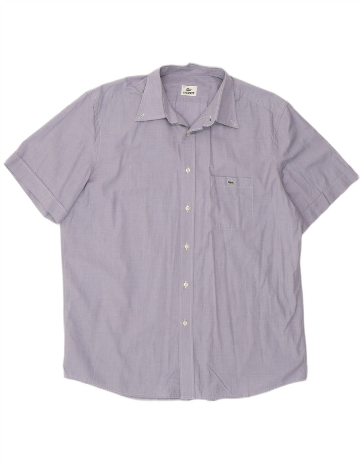 Lacoste camisa masculina de manga curta tamanho 43 grande azul algodão