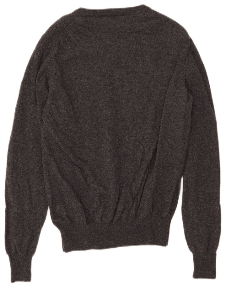 Suéter masculino Fred Perry com decote em V de lã cinza médio