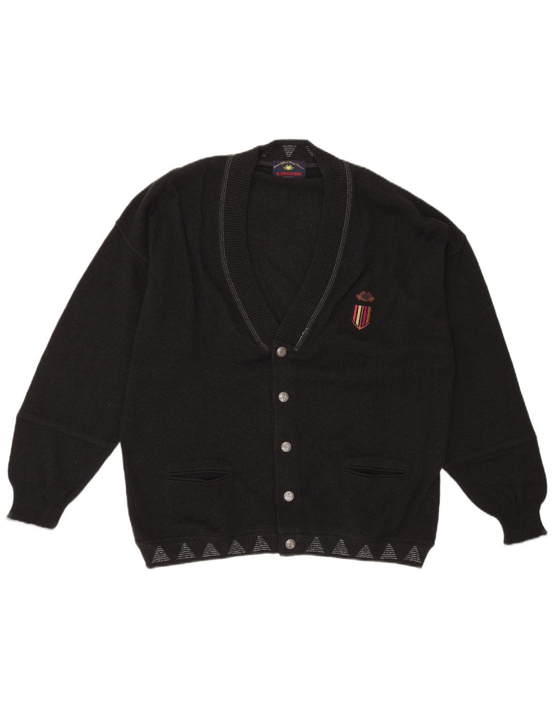 Il Granchio Suéter Cardigan Masculino XL Preto Geométrico