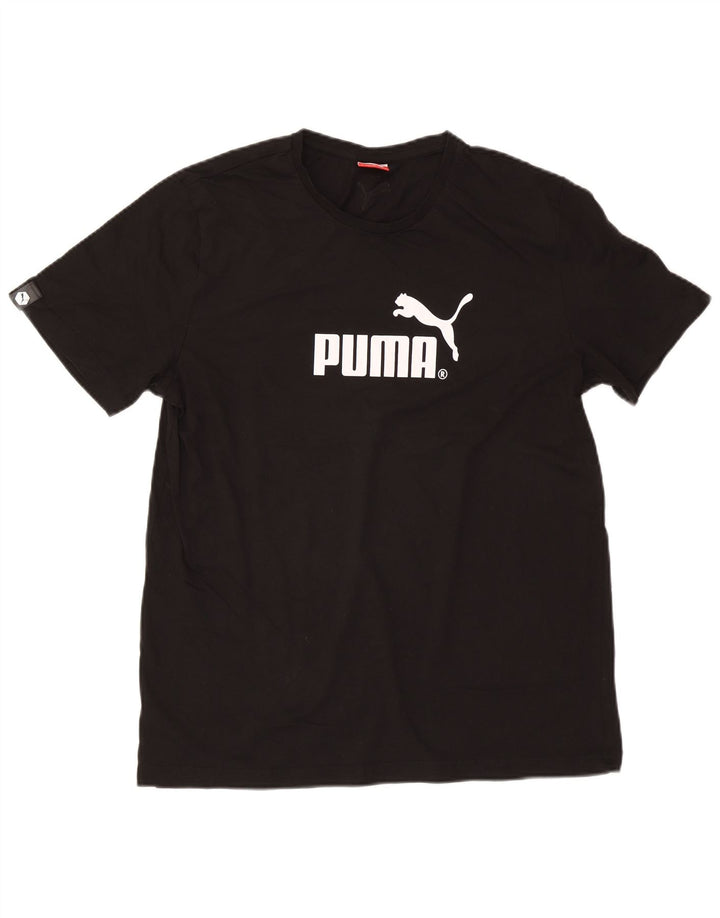Puma Mens Graphic T-Shirt Top Grande Algodão Preto