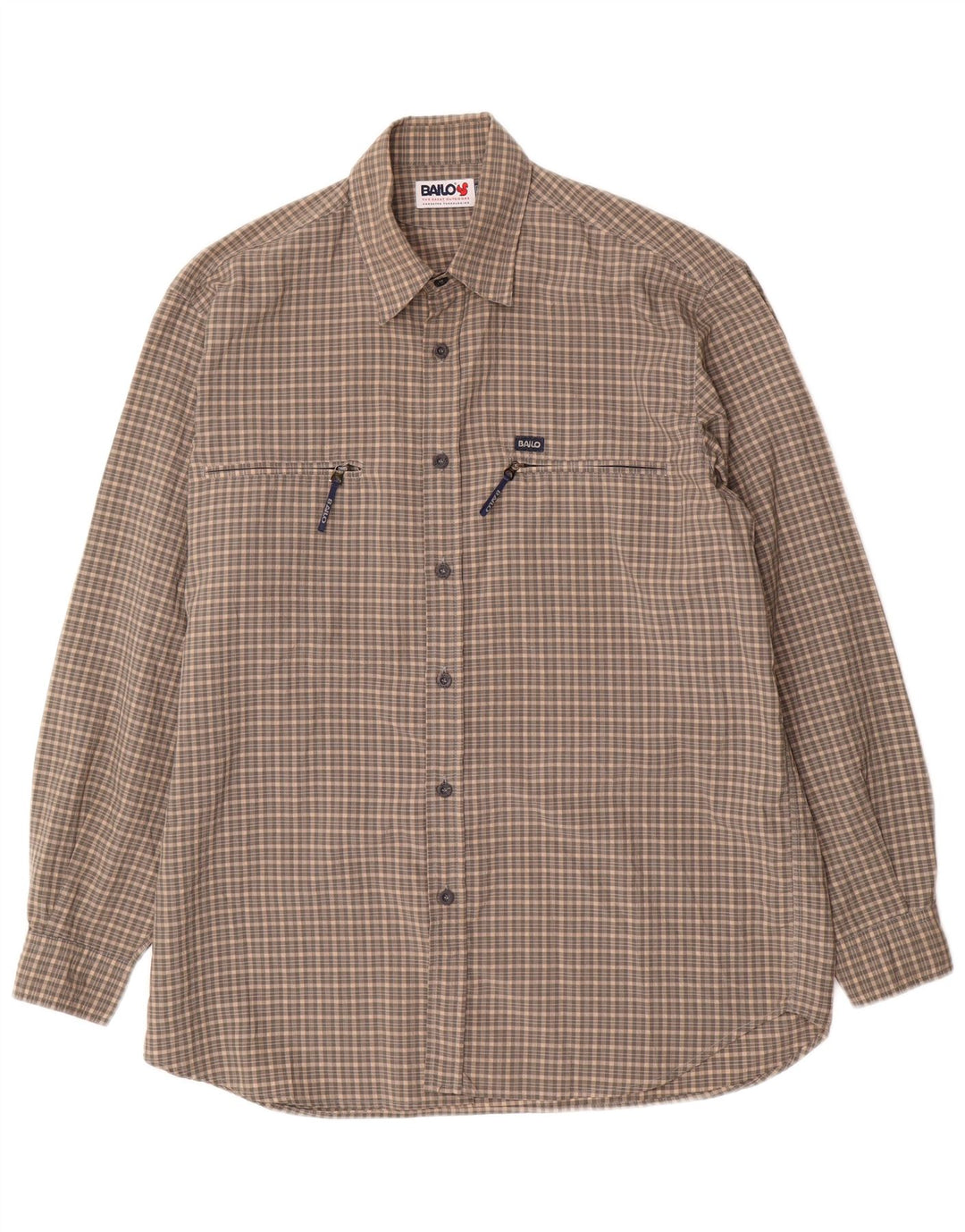 Camisa masculina Bailo tamanho 41 grande cinza xadrez poliamida