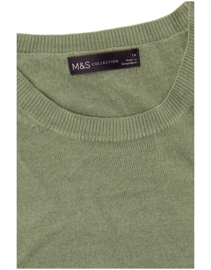 Suéter feminino Marks & Spencer com gola canoa Reino Unido 14 verde médio