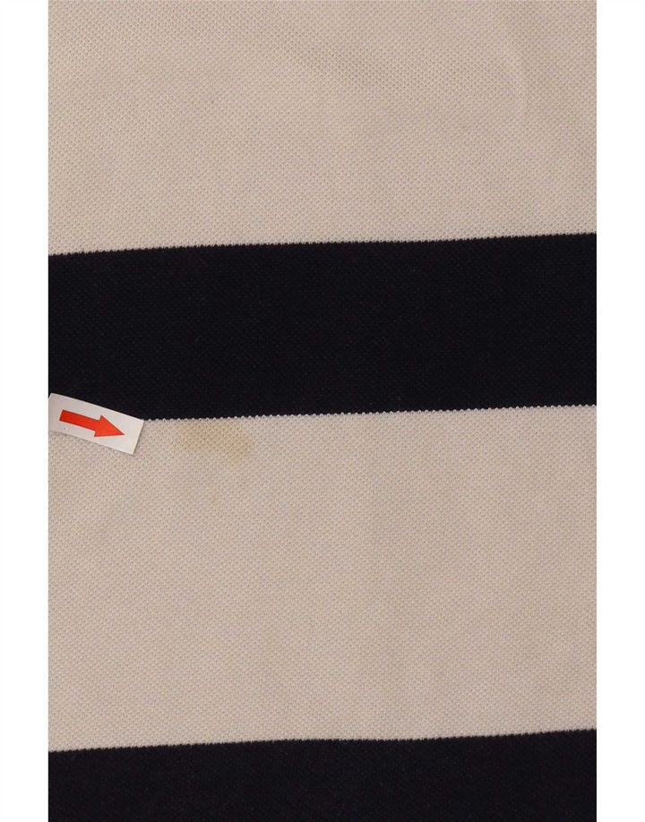 Camisa polo masculina Lacoste tamanho 3 pequena listrada branca