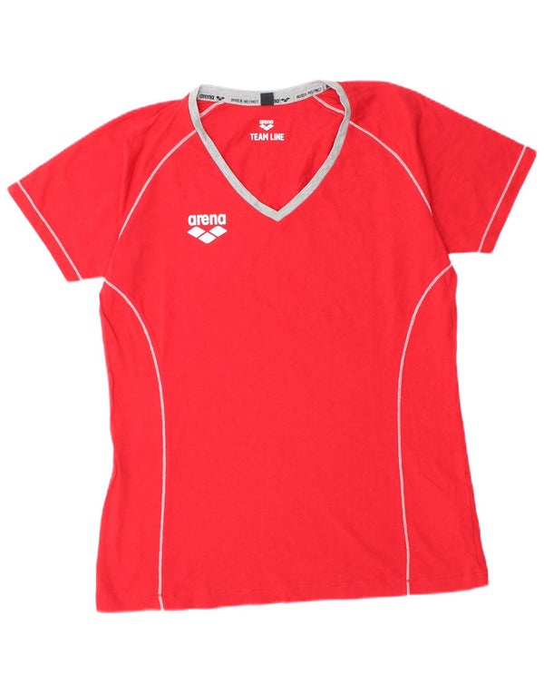 Camiseta feminina gráfica ARENA UK 14 algodão vermelho médio