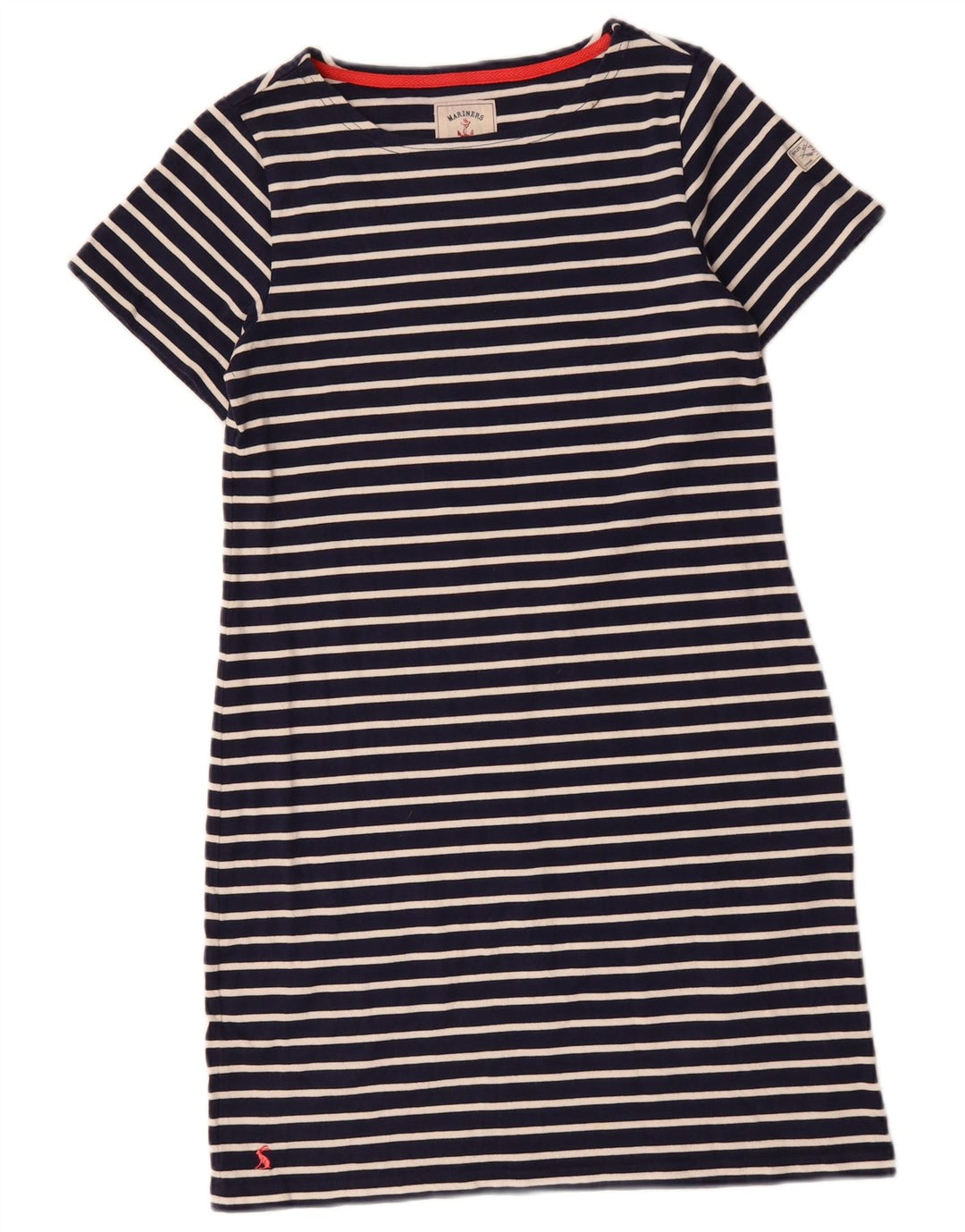 JOULES Vestido camiseta feminino Reino Unido 12 algodão listrado azul marinho médio