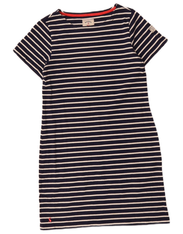 JOULES Vestido camiseta feminino Reino Unido 12 algodão listrado azul marinho médio