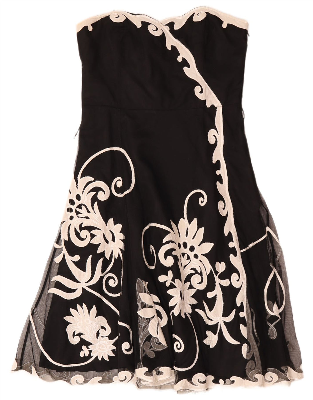 Vestido feminino sem alças Coast UK 16 grande poliéster floral preto