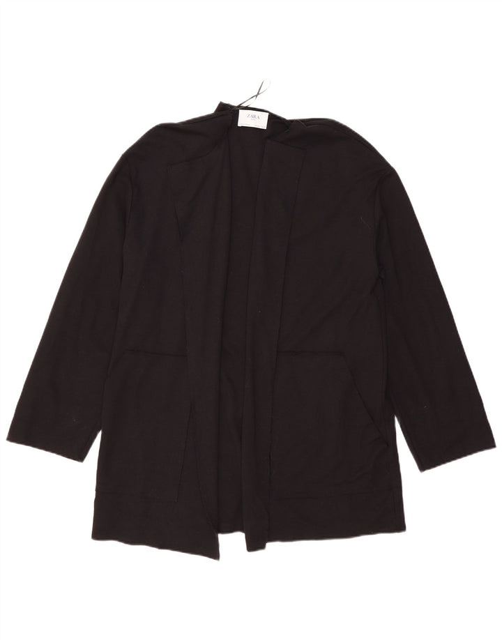 Zara Womens Longline Oversized Cardigan Top Reino Unido 10 Pequeno Algodão Preto