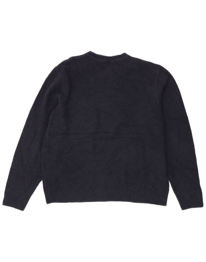 Suéter masculino Marks & Spencer com gola redonda grande acrílico azul marinho
