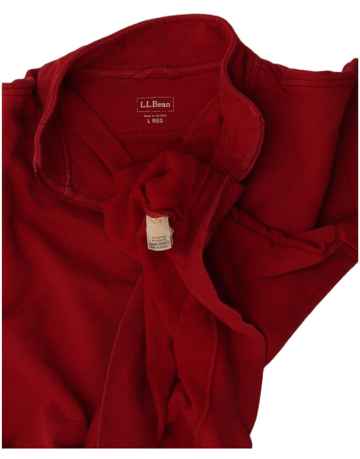 L.L.Bean moletom masculino com zíper e gola alta de algodão vermelho