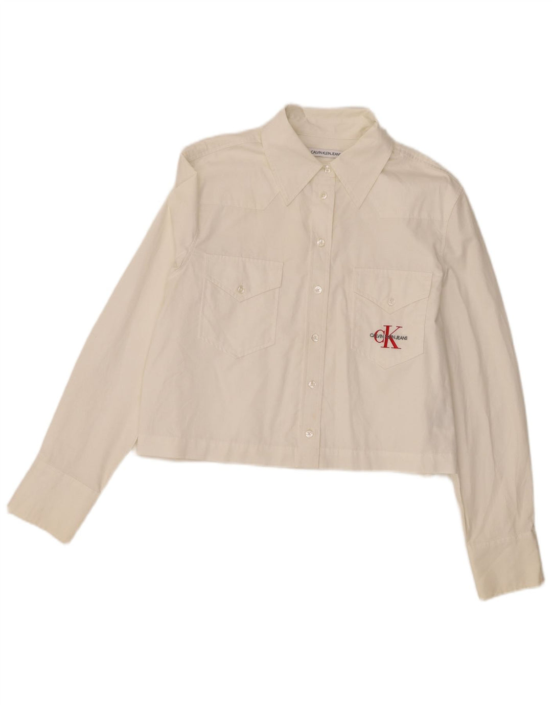 Camisa Calvin Klein Jeans Feminina UK 16 Grande Algodão Branco